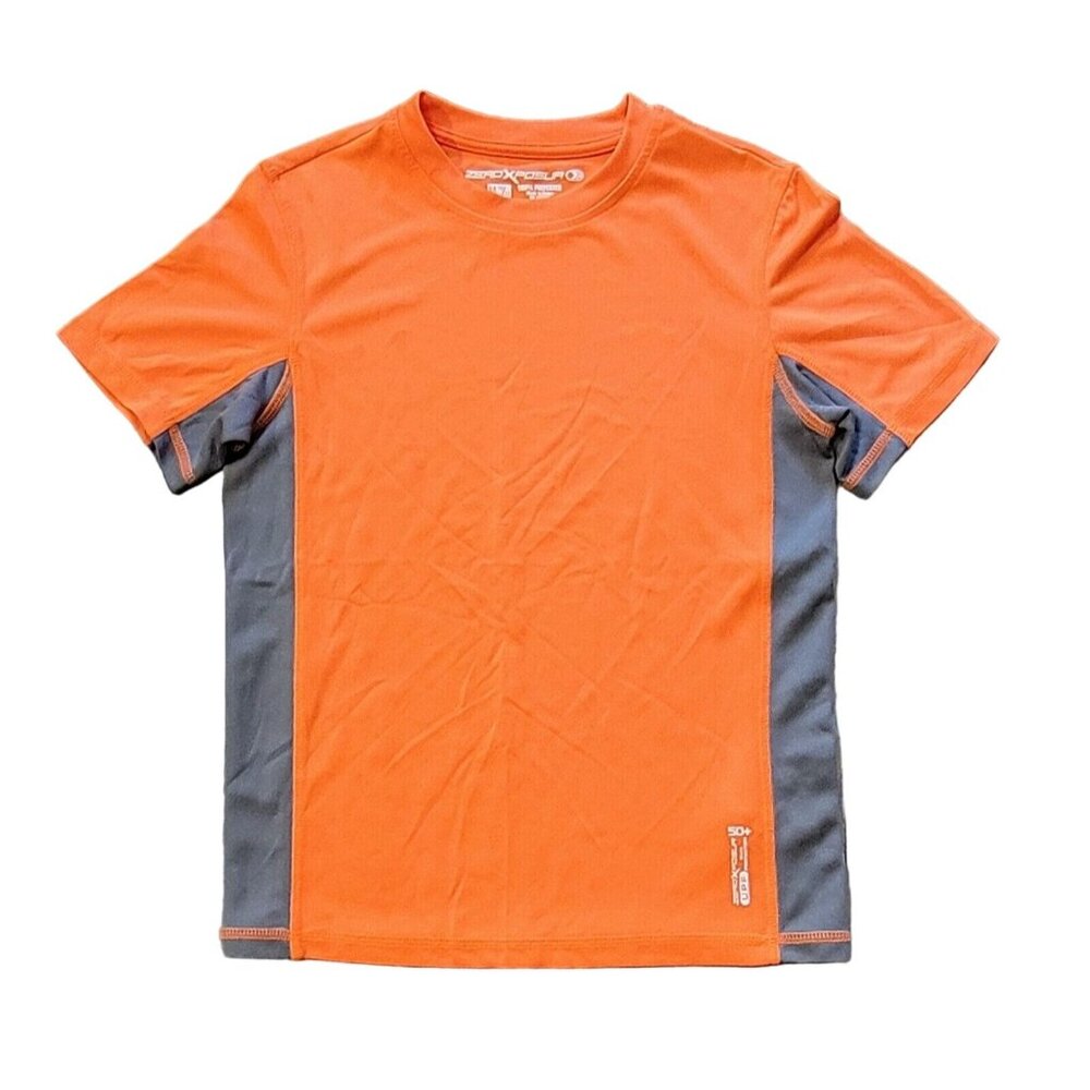 XeroXposur Boys Size M Orange Short Sleeve Swim Shirt Sun Protection 50+
